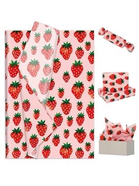 10 Pk Tissue Paper 14x20 Strawberry Print